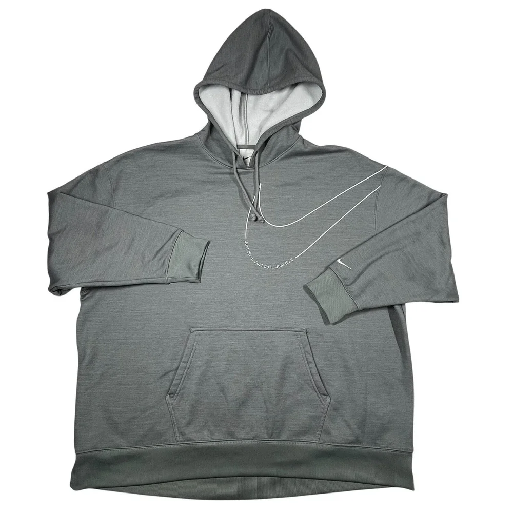 Nike Therma-Fit Pullover Hoodie Men's 2XL Athleisure Lounge Training Gym Gray‎